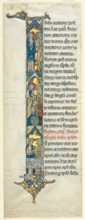 Partial Leaf from a Latin Bible: Initial I[n principio] with the Marriage at Cana, c. 1260-1270.