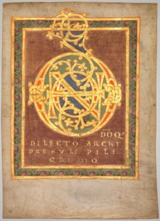 Title Page of Abbot Berno's "Tonarius:"  Initial D[omino], c.1030. Germany, Abbey of Reichenau,