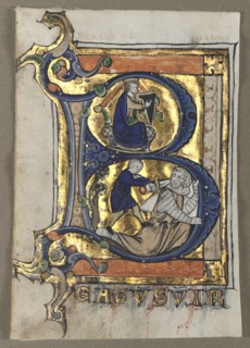 Leaf Excised from a Psalter: Initial B with King David, c. 1260. Flanders, Liège(?), 13th century.