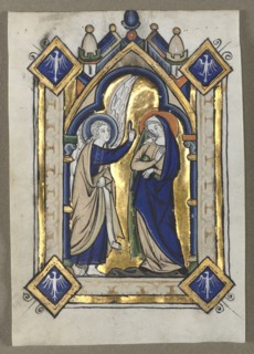 Leaf Excised from a Psalter: The Annunciation, c. 1260. Flanders, Liège(?), 13th century. Tempera