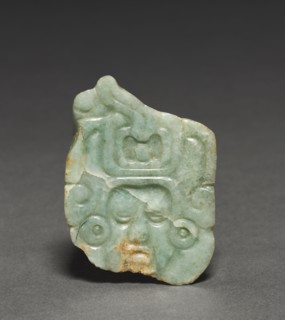 Pendant, 250-900. Maya. Jadeite; overall: 6.1 x 4.2 cm (2 3/8 x 1 5/8 in.).