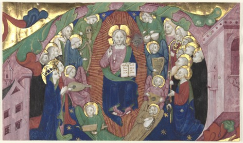Fragment of a Historiated Initial from a Choir Book: Christ in Majesty, c. 1400. Attributed to