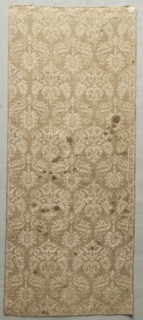Silk and Linen Fragment, 17th century. Spain, 17th century. Fancy satin (damask): silk and linen;