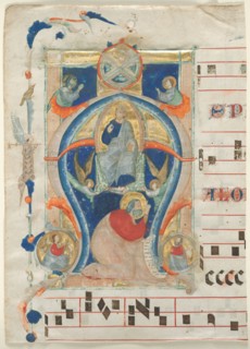 Fragment of an Antiphonary with Historiated Initial (A): Christ in Majesty, 1308. Neri da Rimini