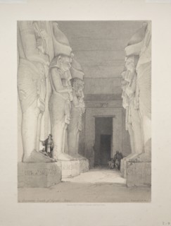 Egypt and Nubia:  Volume I - No. 9, Excavated Temple of Gyrshe, Nubia, 1838. Louis Haghe (British,