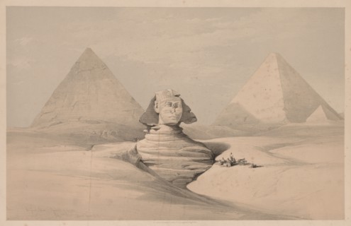 Egypt and Nubia:  Volume I - No. 18, The Great Sphinx, Pyramids of Gizeh, Front View, 1839. Louis