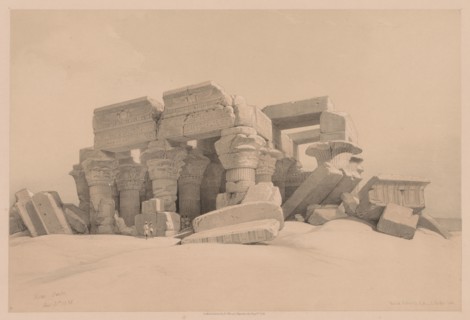 Egypt and Nubia:  Volume I - No. 1, No. 2, Remains of the Portico of the Temple of Kom Ombo, 1838.