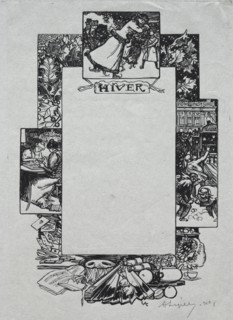 Paris Almanac, 1897:  Decorative Border, Winter, 1897. Auguste Louis Lepère (French, 1849-1918).