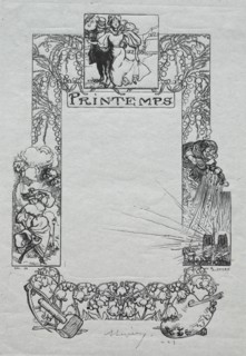 Paris Almanac, 1897:  Decorative Border, Spring, 1897. Auguste Louis Lepère (French, 1849-1918).