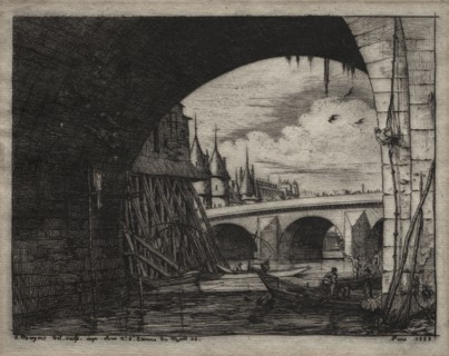 Etchings of Paris:  An Arch of the Notre Dame Bridge, 1853. Charles Meryon (French, 1821-1868).