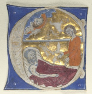 Historiated Initial Excised from a Bible, 1200s. Italy, 13th century. Tempera and gold on