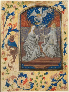 Leaf from a Book of Hours: Virgin and Child Enthroned, c. 1470-1480. Circle of Guillaume Vrelant