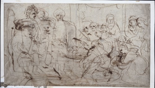 Tomyris with the Head of Cyrus, c. 1637-1638. Peter Paul Rubens (Flemish, 1577-1640). Pen and brown