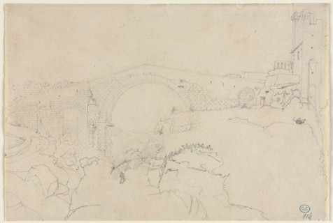 The Ponte dell'Abbadia at Vulci, first half 19th century. Follower of Jean-Auguste-Dominique Ingres