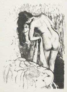 Nude Woman Standing, Drying Herself, 1891-1892. Edgar Degas (French, 1834-1917). Lithograph; sheet: