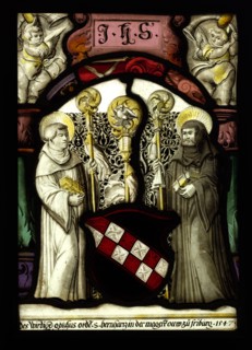 Arms of the Cistercian Order, 1547. Switzerland, Fribourg, 16th century. Pot-metal and white glass,