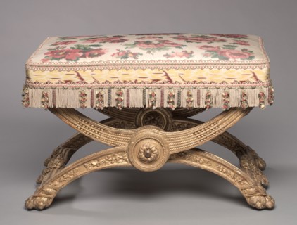Stool, 1786-1787. Jean-Baptiste-Claude Sené (French, 1748-1803). Carved and gilded wood; overall: