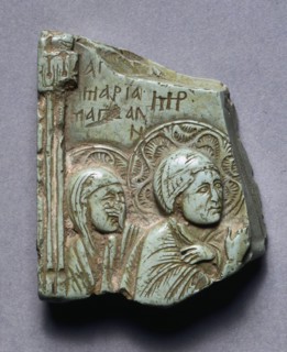 Fragment of an Icon of the Crucifixion with Mary Magdalene and the Virgin Mary, 1300s. Byzantium,