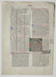 Single Leaf from a Decretum by Gratian: Decorated Initial Q[uidam habens filium obtulit], c.