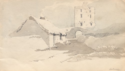 Sketchbook: Norham, 1814. Samuel Prout (British, 1783-1852). Graphite with gray and brown wash ;