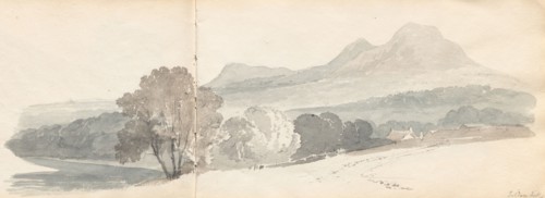Sketchbook: Eildon Hills, 1814. Samuel Prout (British, 1783-1852). Graphite with gray and brown