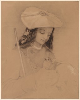 Highland Lassie. Edwin Henry Landseer (British, 1802-1873). Graphite, charcoal and white chalk;