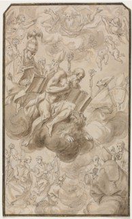 Ascension of Saint Jerome, 1600s. Karel Skréta (Czech, 1610-1674). Pen and brown ink, graphite and