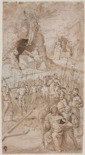 Three Scenes from the Passion of Christ (recto) Architectural Sketch (verso) , 1500s. Northern