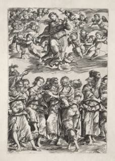 The Assumption of the Virgin, 1517. Domenico Campagnola (Italian, 1500-1564). Engraving