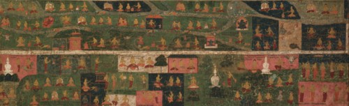 Illustrations from Svayambhu-purana, c. 1635. Nepal, 17th century. Color on cloth; overall: 39 x