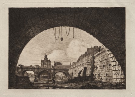 The New Bridge and the Samaritaine seen from under the First Arch of the Exchange Bridge, Paris,