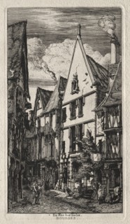 Rue des Toiles, Bourges, 1853. Charles Meryon (French, 1821-1868). Etching