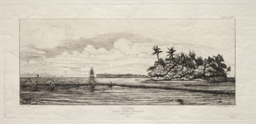 Oceania:  Fishing near Islands with Palms in the Uea or Wallis Group, 1845, 1863. Charles Meryon
