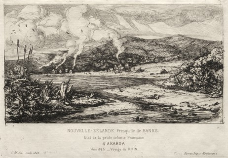 The Little French Colony at Akaroa, 1845, 1865. Charles Meryon (French, 1821-1868). Etching
