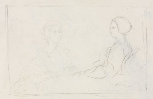 Two Seated Women (verso), 1856-1860. Edgar Degas (French, 1834-1917). Black crayon; sheet: 17 x 21
