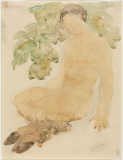 Faunesse, c. 1905. Auguste Rodin (French, 1840-1917). Watercolor over graphite; sheet: 32.7 x 24.8