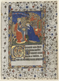 Bifolio from a Book of Hours: Coronation of the Virgin, c. 1415. Workshop of Boucicaut Master