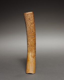 Pair of Ear Ornaments, 200-550. Peru, Moche, 3rd-6th century. Incised bone; each: 13 x 2 cm (5 1/8