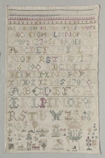 Sampler, 1751. America, 18th century. Embroidery; average: 48.3 x 30.3 cm (19 x 11 15/16 in.)