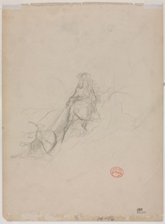 Sketch of Hunting Scene, c. 1868. Gustave Doré (French, 1832-1883). Graphite and black crayon;