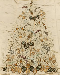 Embroidered Skirt Panel, 1800s. France, 19th century. Embroidery on satin; silk and beads; overall: