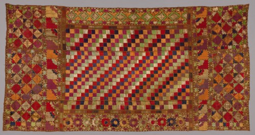 Shawl, 1800s. India, Punjab, 19th century. Embroidery (phulkari); silk on cotton ground; overall:
