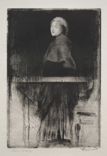 Woman with a cape, 1889. Albert Besnard (French, 1849-1934). Etching and roulette; sheet: 32.7 x 25