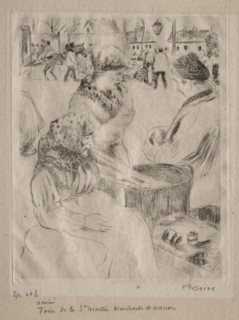 Chestnut Vendor, 1878. Camille Pissarro (French, 1830-1903). Drypoint; sheet: 43.4 x 30.2 cm (17
