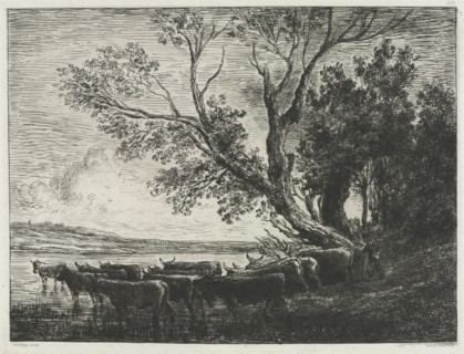Published in an album of the Société des Aquafortistes in 1866.: The Ford, 1865. Charles François