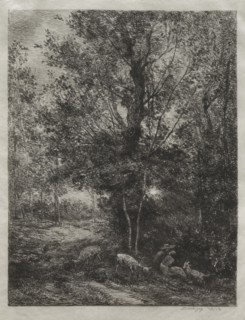 The Shepherd and the Shepherdess, 1874. Charles François Daubigny (French, 1817-1878). Etching;