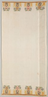 Embroidered Towel (Peshkir), 19th century. Turkey, 19th century. Embroidery: silk threads and metal