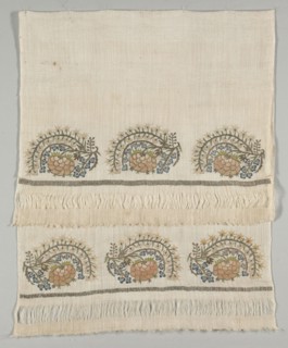 Embroidered Towel (Havlu), 19th century. Turkey, 19th century. Embroidery; silk and gold filé on