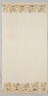 Embroidered Towel, mid 18th century. Turkey, mid 18th century. Embroidery; silk and gold filé on