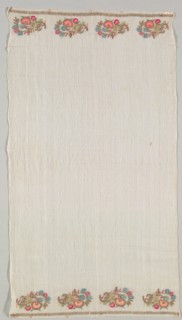 Embroidered Towel (Peshkir), 19th century. Turkey, 19th century. Embroidery; silk and gold filé on